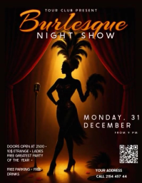 Black Professionale Burlesque  Volantino (us Letter) template