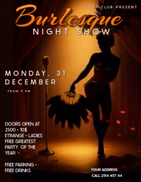 Black Professionale Burlesque Volantino (us Letter) template