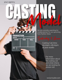 black Professionale Casting Model  Volantino (us Letter) template
