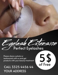 black Professionale Eyelash Extension Volanti Flyer (US Letter) template