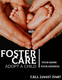 Black Professionale Foster Care Volantino (us Letter) template