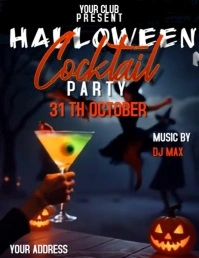 Black Professionale Halloween Happy Hours Volantino (us Letter) template