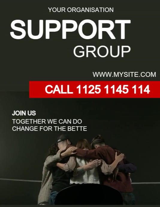 Black Professionale Support Group Volantino (us Letter) template