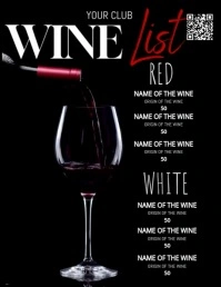 Black Professionale Wine List Volantino (us Letter) template