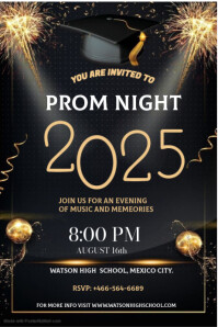 Black  Prom Night design  Poster template
