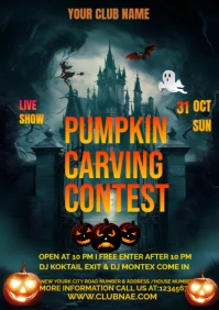 Black Pumpkin Carving Contest A3 template