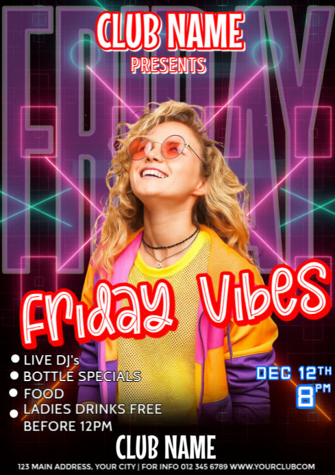 Black Purple Modern & Minimal Friday Night Party Invitation Social ...