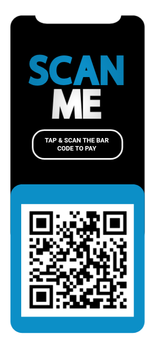 Qr On Rack Plantilla de Black QR Code Payment Rack Card | PosterMyWall