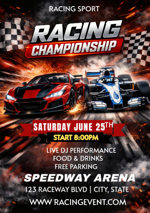 Copy of Black Racing Championship Event A4 | PosterMyWall