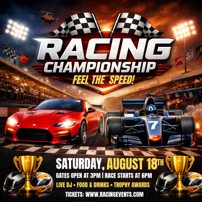 Black Racing Championship Instagram Post Template | PosterMyWall