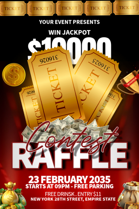 Plantilla de Black Raffle Contest Poster | PosterMyWall