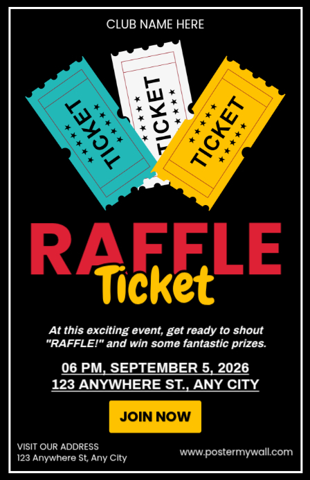 Copy of Black Raffle Ticket Event Tabloid | PosterMyWall