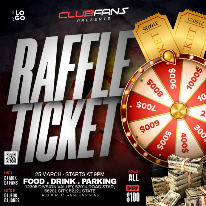 Plantilla de Black Raffle Ticket Instagram Post | PosterMyWall