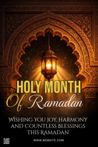 Black Ramadan Blessings Pinterest-Grafik Template