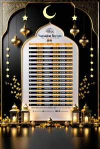 Black Ramadan Iftar Schedule Poster template