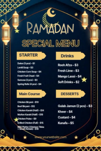 Черный Ramadan Special Menu Plakat Template