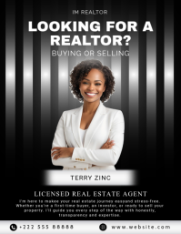 Black Real Estate Agent Flyer (us Letter) template