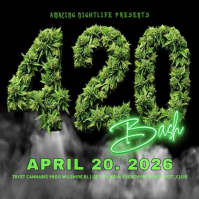 Black Realistic 3D Cannabis 420 Day  Instagram Post template