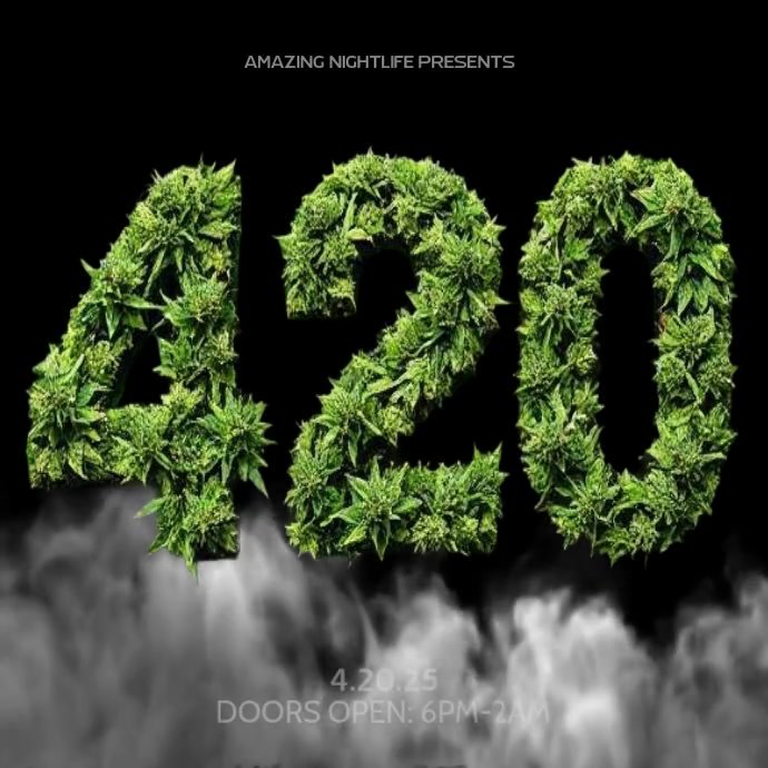 Black Realistic 3D Cannabis 420 Day  Instagram Post template