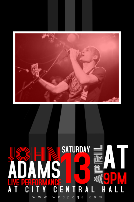 black red and white concert rock band poster flyer template Iphosta