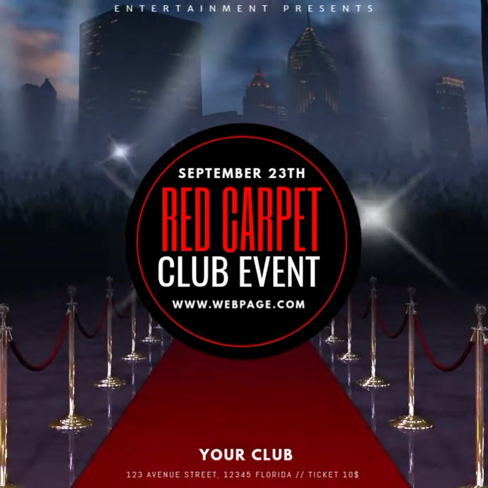 Black Red Carpet Event Instagram Post Video Template | PosterMyWall