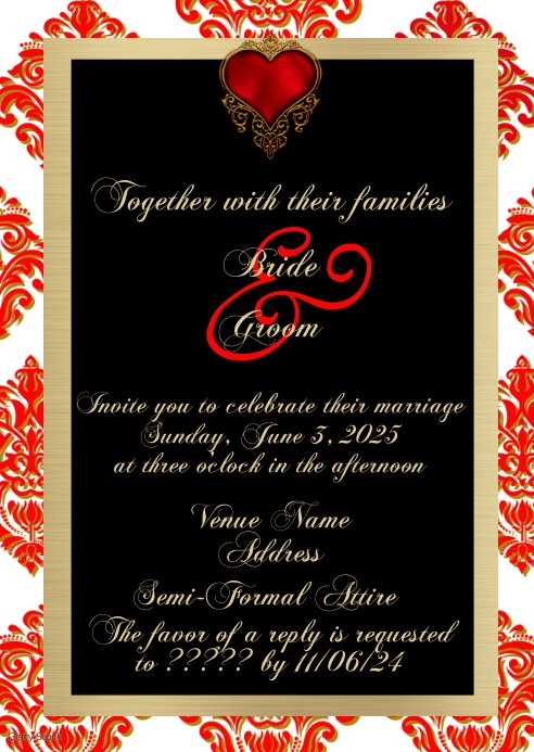 Blank Red And Black Wedding Invitations