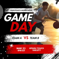 Black Red Grunge Game Day Basketball Poster Facebook Instagram Post template