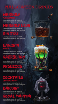 สีดำ Halloween Drinks Menu Digitalt display Template