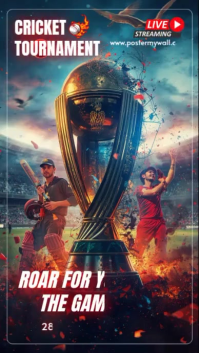 Black red Maksimalis Cricket Tournament Instagram Story template