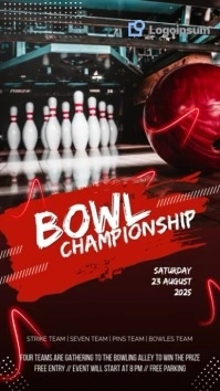 Black Red Maximalist Bowling Championship Digital Display (9:16) template