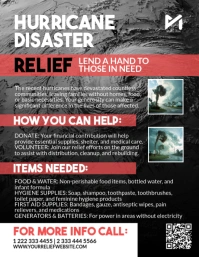 Black Red Maximalist Hurrican Disaster Relief  Flyer (us Letter) Pamflet (Letter AS) template