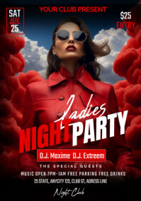 Black red Maximalist Ladies Night Party A1 template