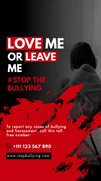 Black Red Modern & Minimal Anti Bullying Digi Tampilan Digital (9:16) template