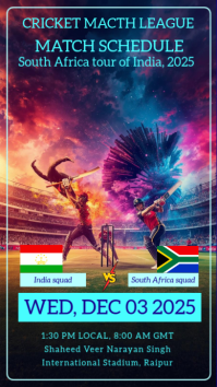 Paars Cricket Match Schedule Instagram Story Template