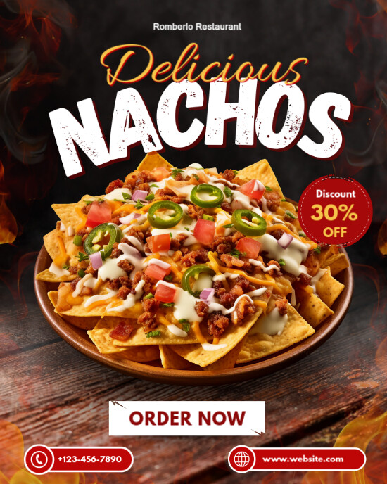 Black Red Modern & Minimal Nachos Promotion Instagram Portrait template