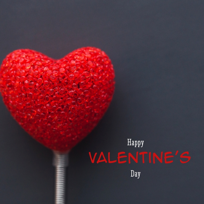 Black Red Modern Happy Valentine's Day Instag Wpis na Instagrama template