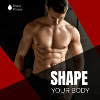 Black Red Modern Shape Your Body Facebook Post template