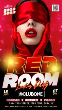 Black Red Room Ladies Night Party Video Flyer Instagram Story template