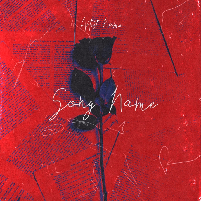 black red rose mixtape cover design template | PosterMyWall