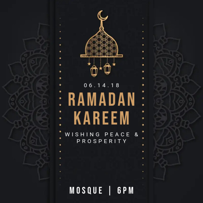 Black Regal Ramadan Iftar Instagram Invitation template