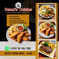 Black  Restaurant flier Design(1:1) template
