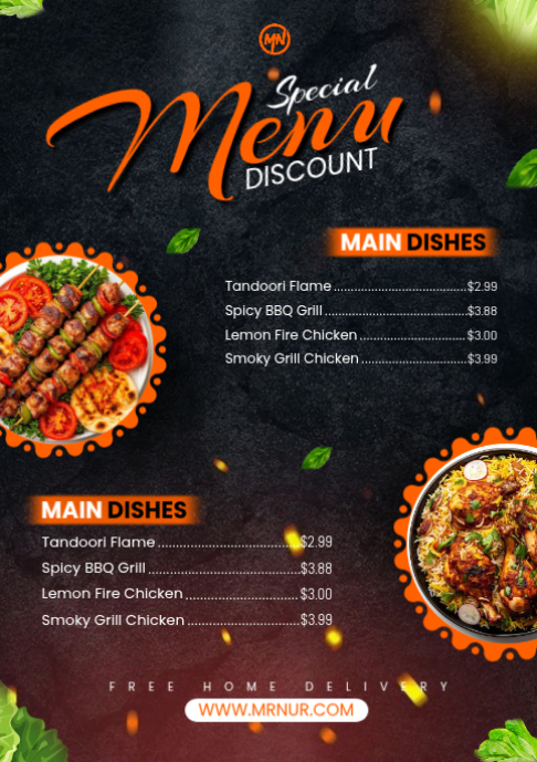Black Restaurant Menu A2 Template | PosterMyWall