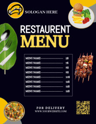 Black  Restaurent Flyer (us Letter) template