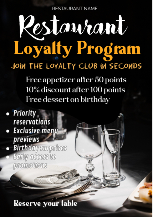 Restaurant Loyalty Program A1 Template | PosterMyWall