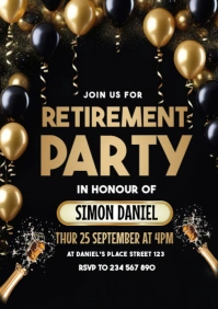 Black Retirement Party A5 template