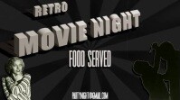Black  Retro Movie Night Video Digital Display (16:9) template