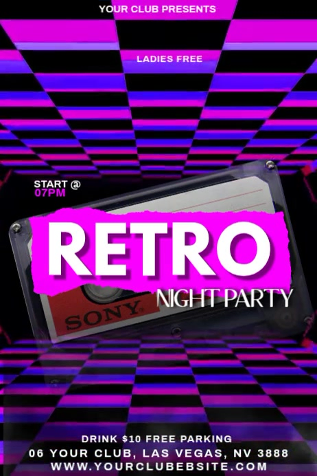 Black Retro Night Party Poster Template | PosterMyWall
