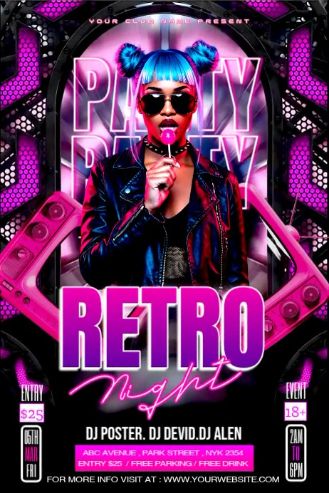 Black Retro Night Party Poster Template | PosterMyWall