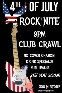 Black  Rock Night Fourth Of July Bar Party Poster Plakkaat template