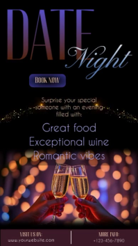 Black Romantic Date Night Flyer Ad Animated Instagram Story template